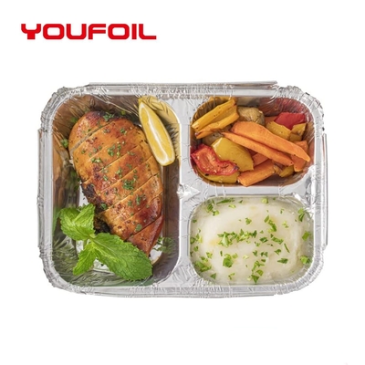 comprar Cacerola disponible de la hoja de la cavidad del envase 3 del papel de aluminio del acondicionamiento de los alimentos para llevar online manufacture