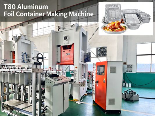 comprar Máquina de Contenedores de Papel de Aluminio LK-T80 con Capacidad de Prensa de 80 toneladas, Vida Útil de 10 años y Control PLC Mitsubishi Fabricación en línea