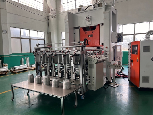 Máquina automática para fabricar envases de papel de aluminio con control PLC de 5 carriles